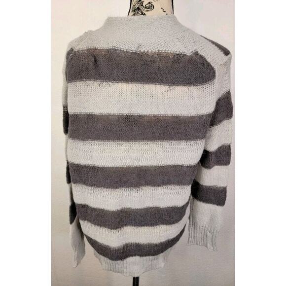 Urban Outfitters Cardigan Sweater XS Sheer Stripe Relaxed Bohemian Distressed - Picture 6 of 13
